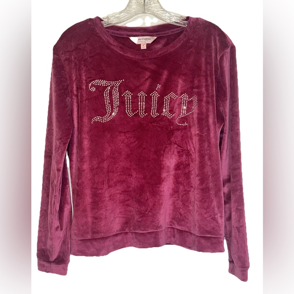 Juicy Couture Sleepwear Top Girls Size Small Purple‎ Velour Rhinestone Cropped